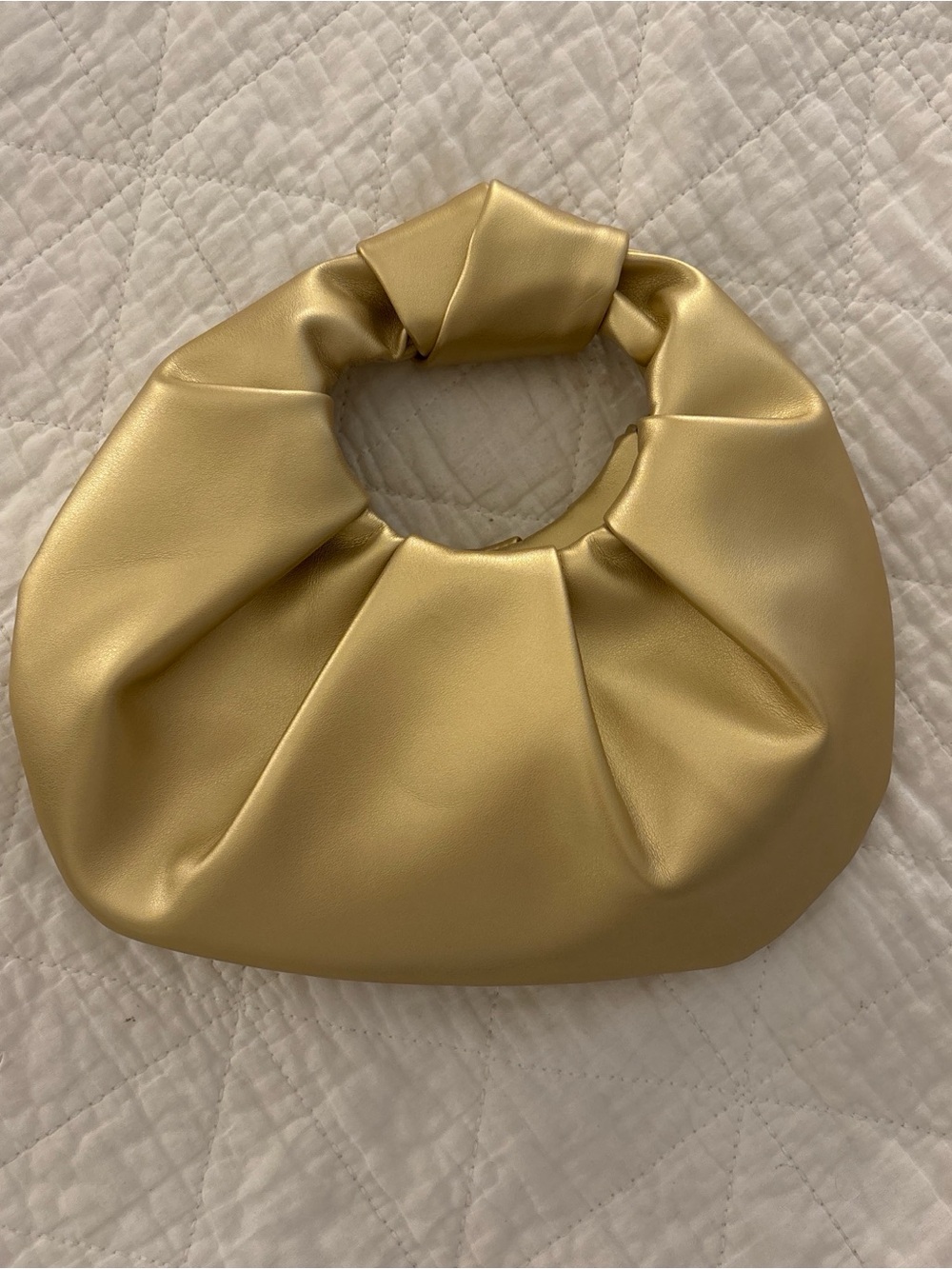 Soft Ruched Gold Wristlet Clutch